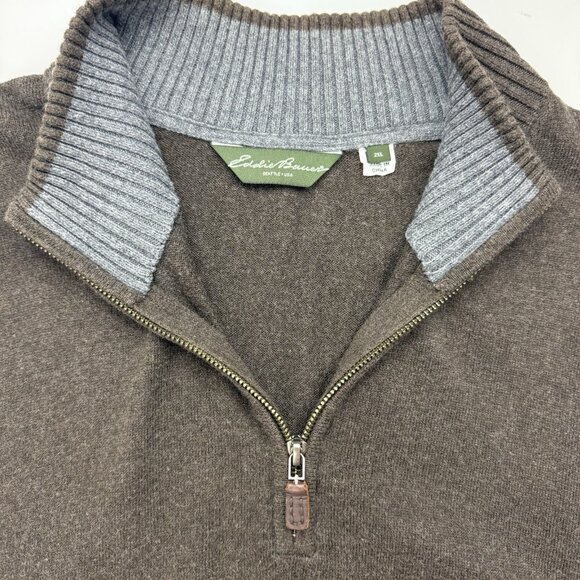 Eddie Bauer Mens Brown Cashmere Blend XXL 1/4 Zip Sweater - Picture 3 of 7